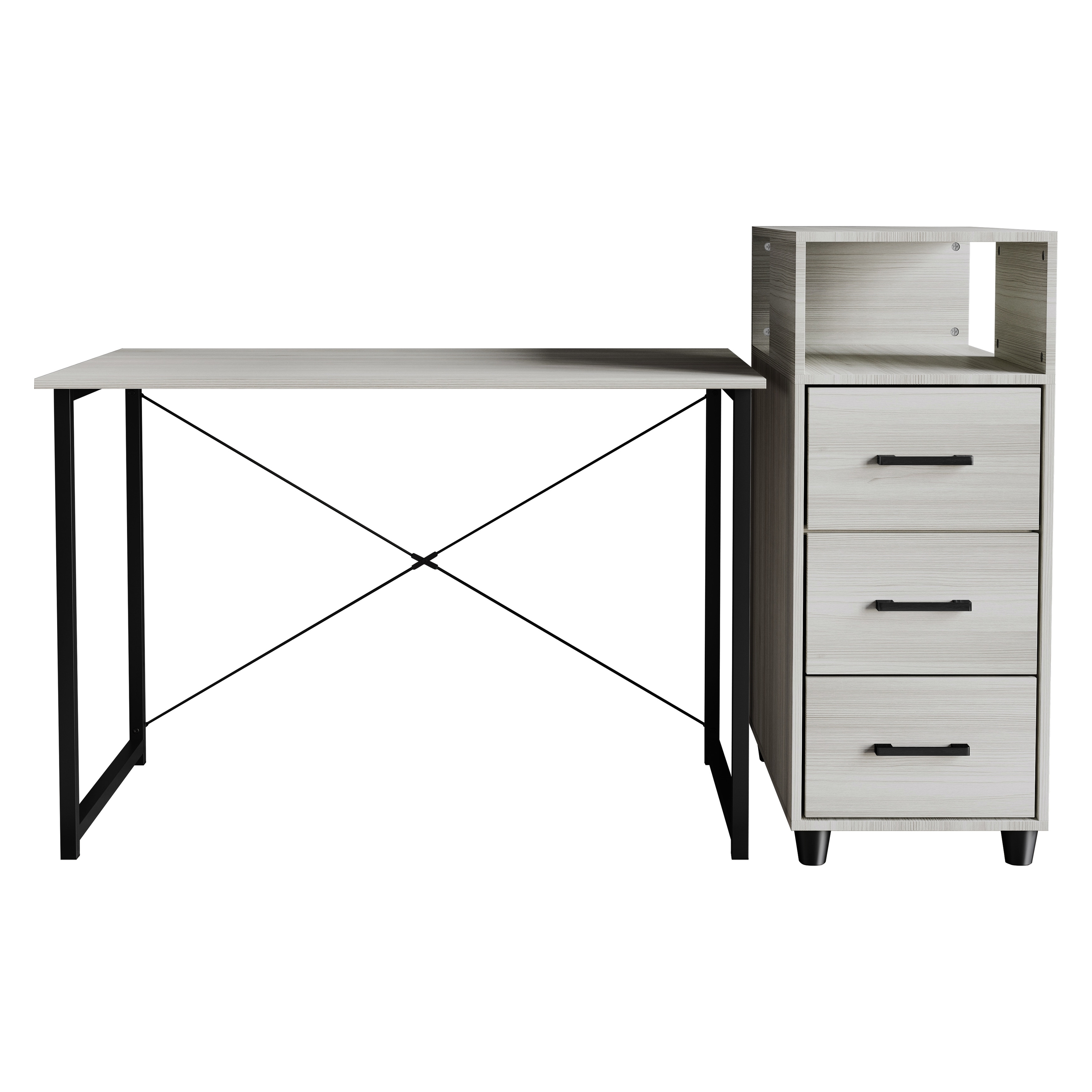 CraftPorch Shabby Chic Writing Desk with Side Cabinet