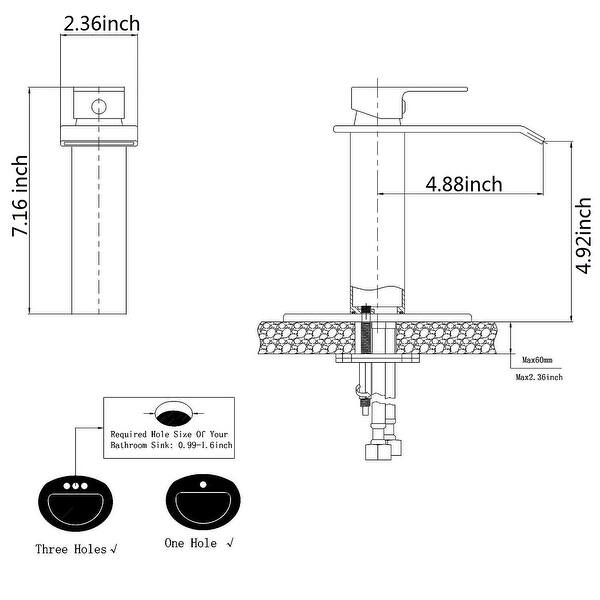 Single Handle 1Hole Waterfall Vessel Bathroom Faucet Bed Bath