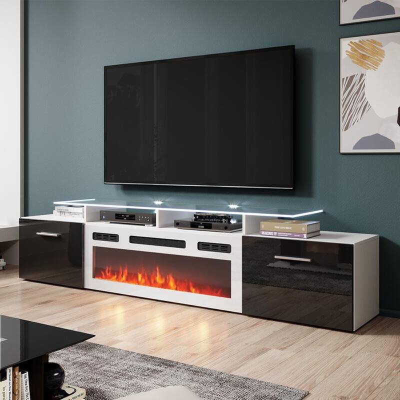 Rova WH-EF Electric Fireplace Modern 75" TV Stand