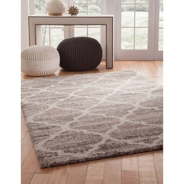 slide 2 of 5, Trellis Ivory/Tan/Brown Area Rug 5x8 - 6' x 7' Ivory