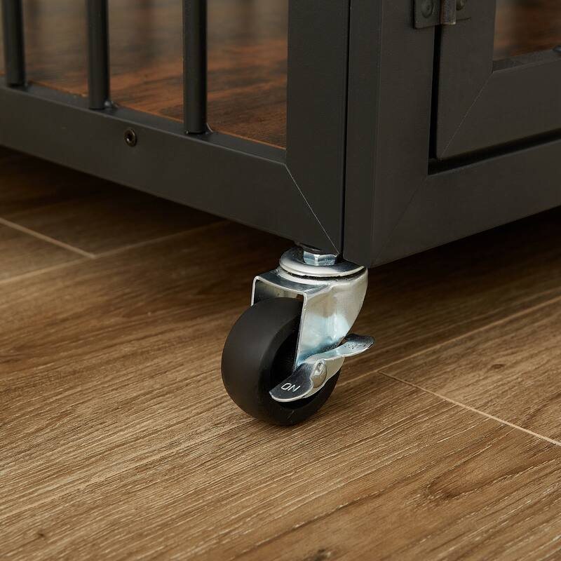 Decorative Pet House, Dog Crate Furniture with Iron Frame Door and wheels