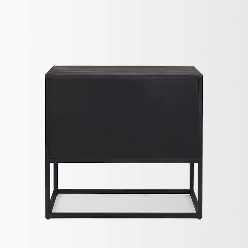 Sloan Dark Brown Solid Wood 2 Drawer Rectangular Side Table