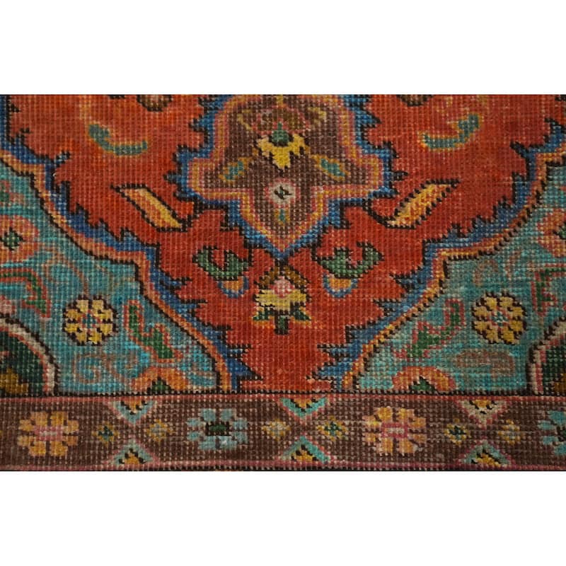 Hand Knotted Oriental 100% Wool Carpet Traditional Medallion Oranges & Rust Tabriz Area Rug - 4' 3'' X 2' 11''