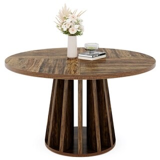 Brown Wood 46.4 Inches Round Dining Table for 4 People - Bed Bath ...