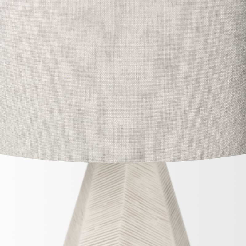 Piven Matte Black Textured Ceramic w/ Grey Shade Table Lamp
