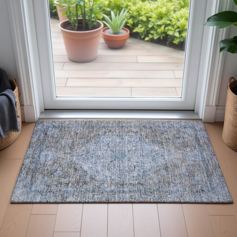 Machine Washable Indoor/Outdoor Traditional Global Chantille Rug