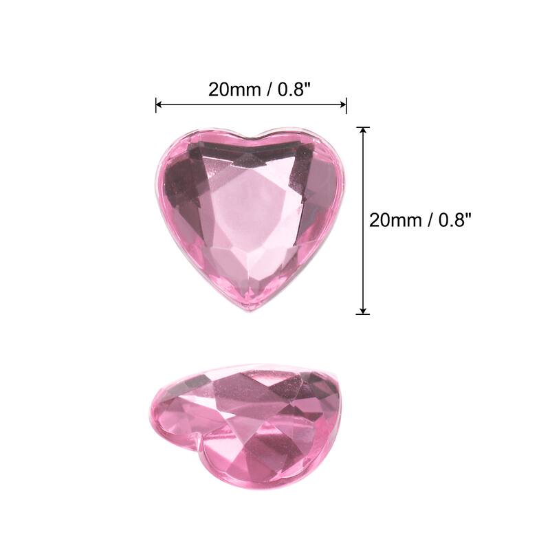 40 Pcs Acrylic Flat Back Rhinestones 20mm Heart Artificial Gemstone - Light Pink