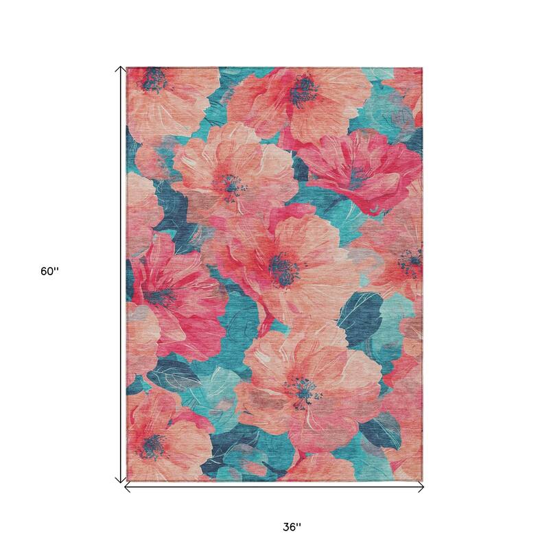 HomeRoots Floral Transitional Rectangle Outdoor Rug