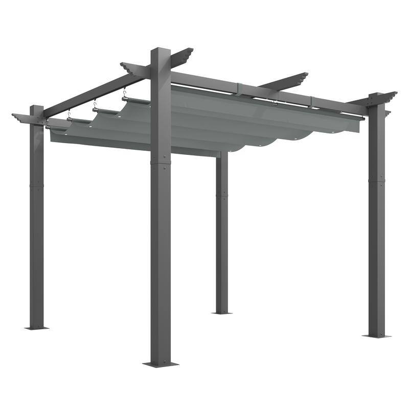EROMMY 10' x 13' Outdoor Pergola with Retractable Canopy, Heavy-Duty Metal Frame and Adjustable Patio Shade Roof