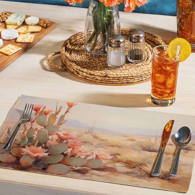 Desertscape 4-Pack Poly-Cotton Blend Placemats Manufactured in The USA Machine Washable Dryer Safe