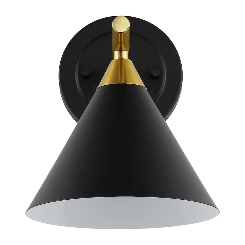 SAFAVIEH Lighting Gerrie 8-inch Metal Cone Wall Sconce with Bulbs (Set of 2) - 8 In. W x 7 In. D x 8.5 In. H - 8Wx7Dx9H