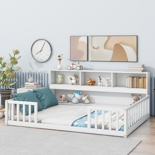 American Design Floor Bed Bookcase Bed for Kids,Teens - Full