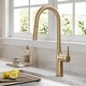 preview thumbnail 101 of 167, Kraus 2-Function 1-Handle 1-Hole Pulldown Sprayer Brass Kitchen Faucet KPF-3101 - 19 3/4" Height (Oletto collection) - BG - Brushed Gold