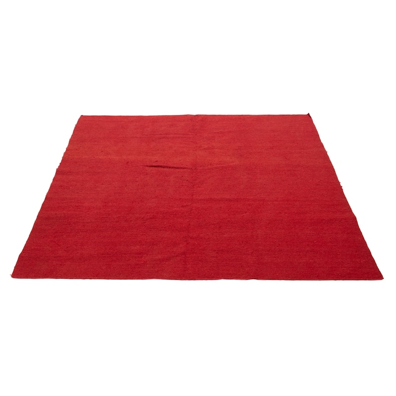 ECARPETGALLERY Flat-Weave Natural Red Wool Tapestry Kilim - 8'2 x 7'11