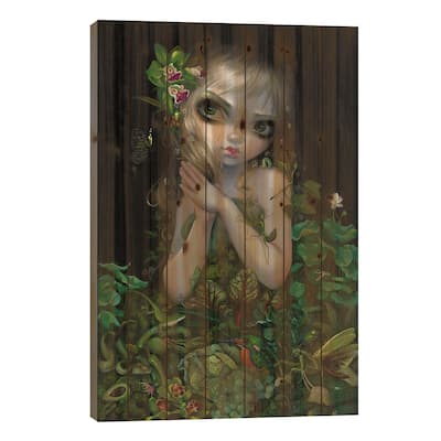 Green Goddess Print On Wood by Jasmine Becket-Griffith - Multi-Color