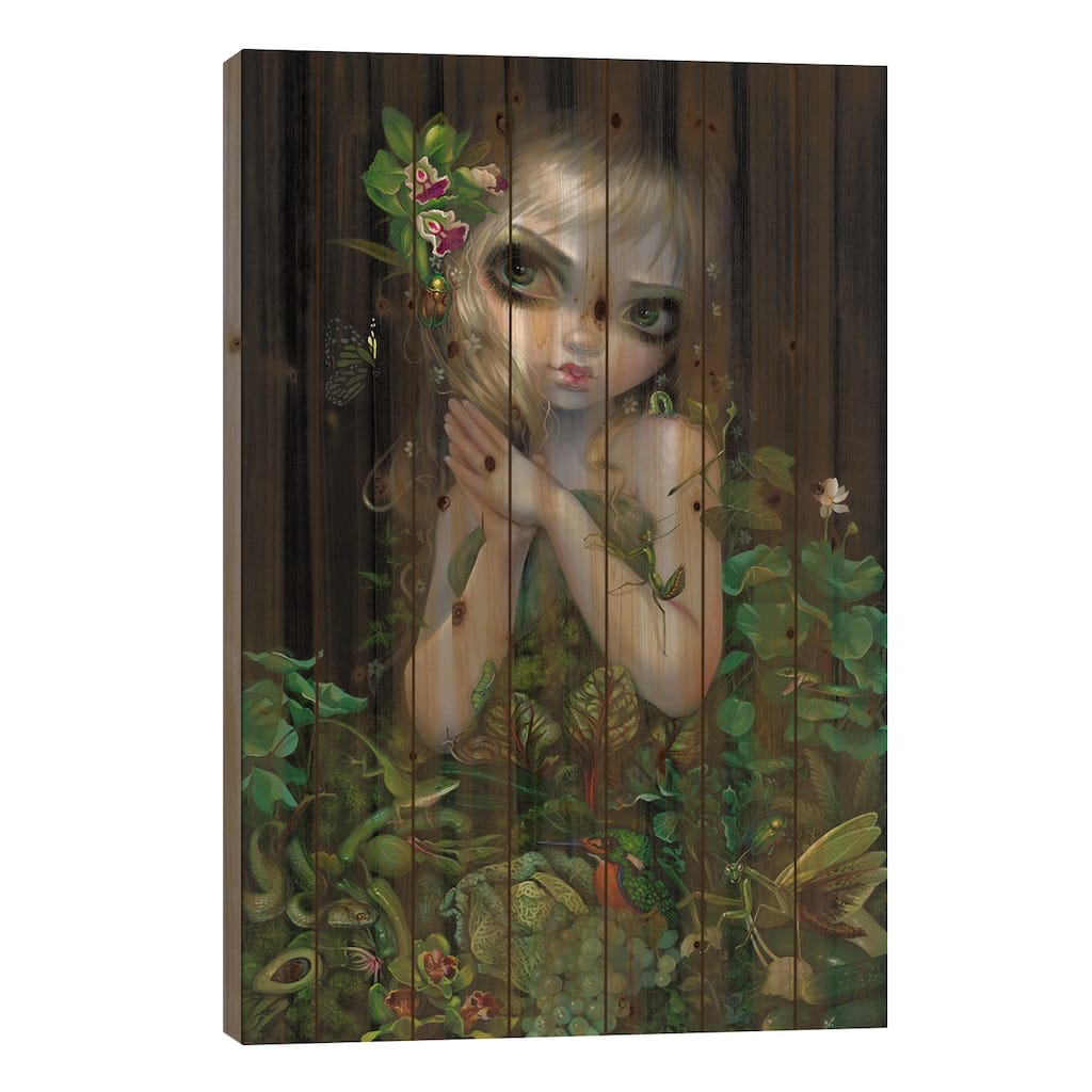 Green Goddess Print On Wood by Jasmine Becket-Griffith - Multi-Color