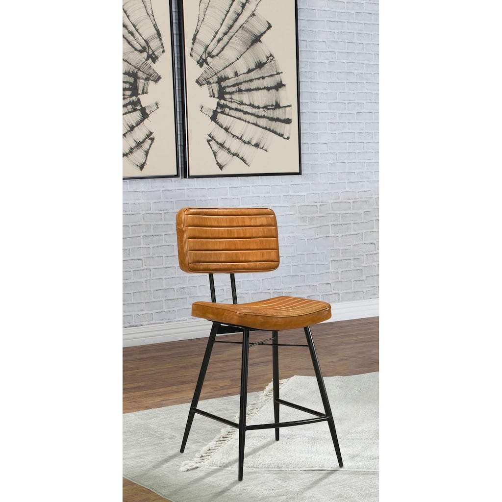 Partridge Leather Upholstered Counter Height Stools (Set of 2)
