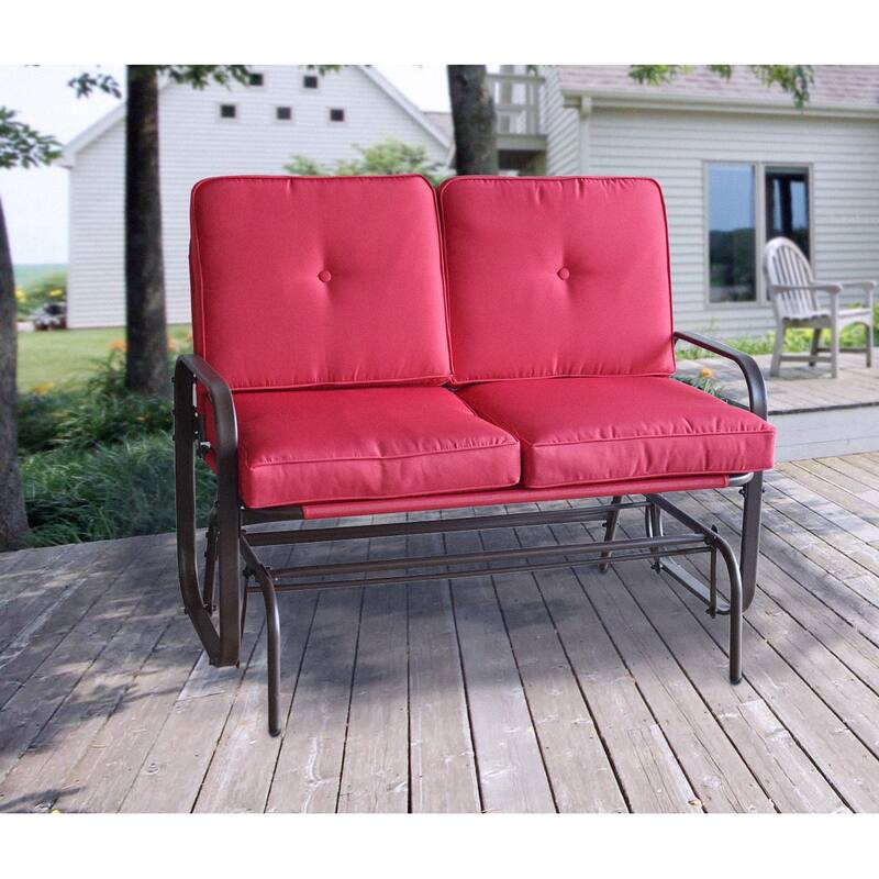 Tolentino 2-Person Brown Outdoor Loveseat Glider