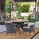 preview thumbnail 2 of 29, Cedros Wicker/ Acacia Wood Outdoor 5-piece Dining Set by Christopher Knight Home Gray/Light Gray