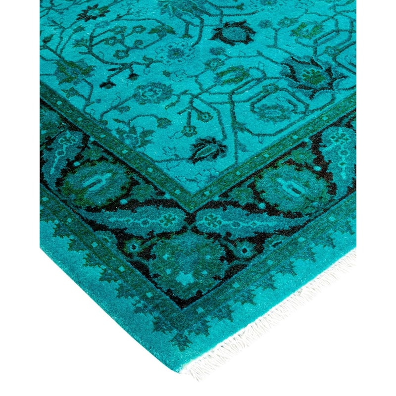 Overton Hand Knotted Wool Vintage Inspired Modern Contemporary Overdyed Blue Area Rug - 2' 9" x 4' 4"