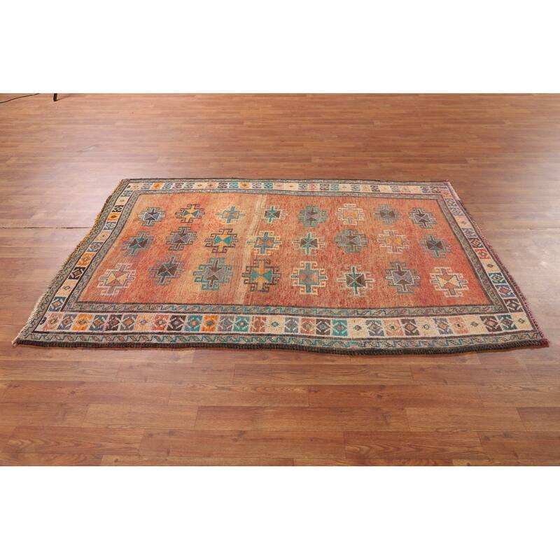Geometric Shiraz Persian Accent Rug Hand-Knotted Wool Carpet - 4'4" x 6'4"
