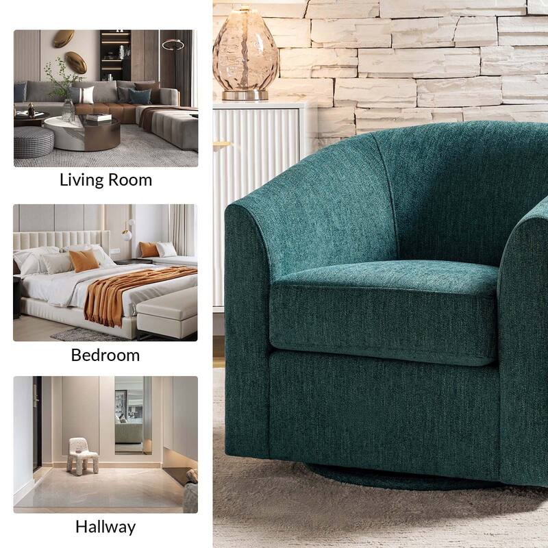 Cuenca Modern Upholstered Barrel Chair with Swivel Base Set of 2