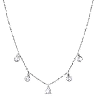 Miadora 1/2ct TDW Diamond Charm Station Necklace in 14k White Gold