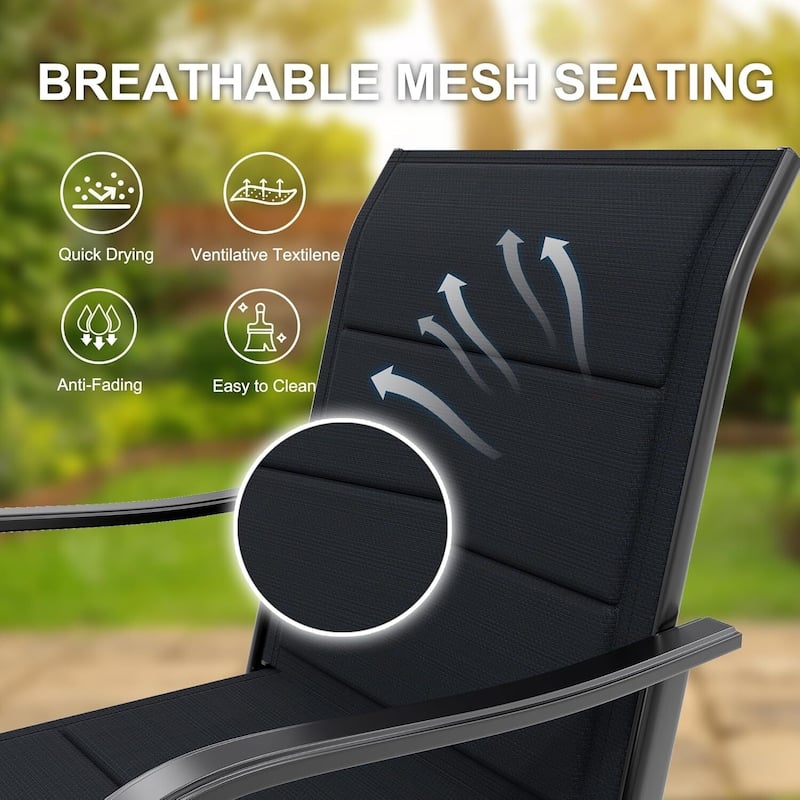 Patio 2 Piece Outdoor Swivel Bar Chairs, Rotating Bar Stools for Deck Lawn Garden Backyard