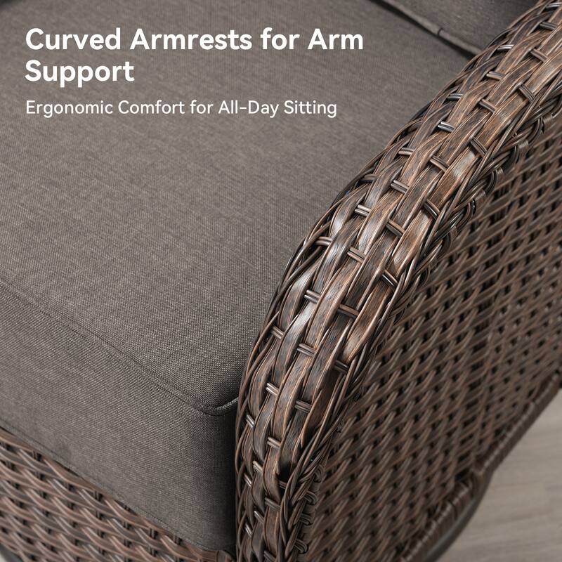 Pocassy Outdoor Sofa Swivel Chair and Ottman with Coffee Table