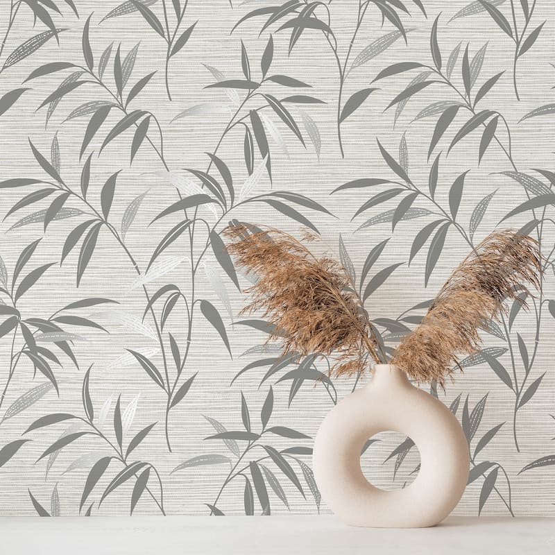 Fine Decor Fusion Grey Leaf Wallpaper