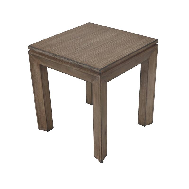 Moa Side End Table, 22 Inch Square Top, Antique Natural Brown