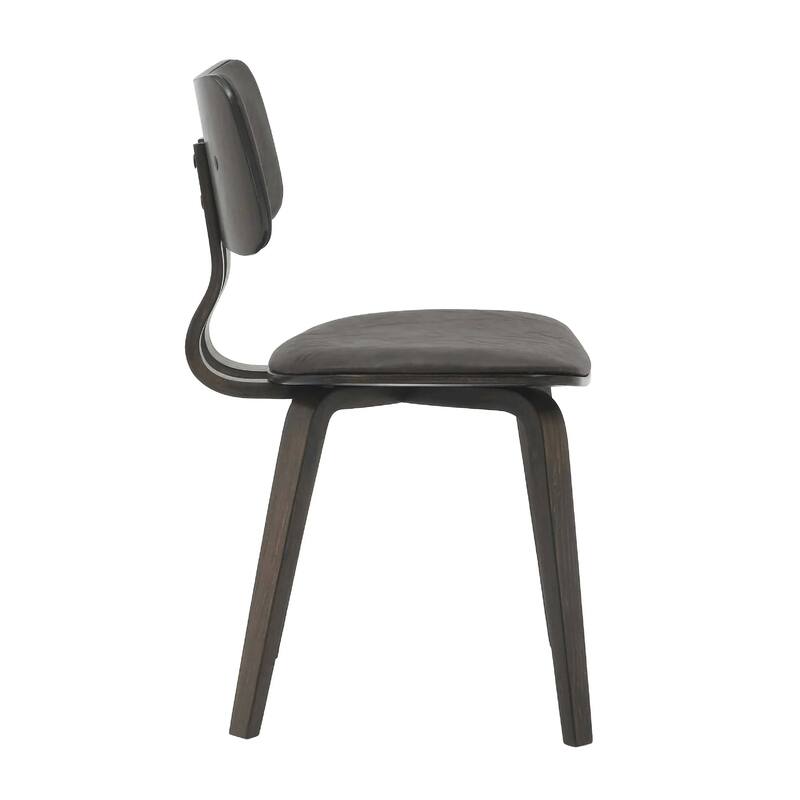 Clivo Leather Dining Chair with Open-Back and Poplar Wood Legs for Kitchen or Dining Room Set of 2