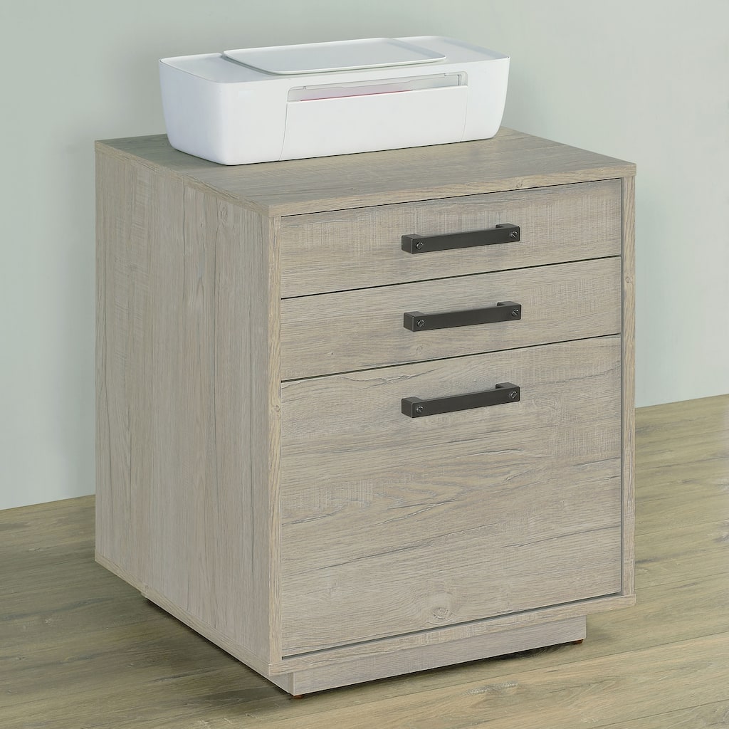 Loomis Whitewashed Grey 3-Drawer Home Office File Cabinet