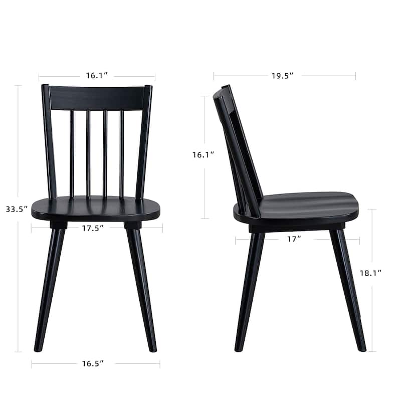 Traditional 17.5" Wide Wood Spindle Back Dining Chairs