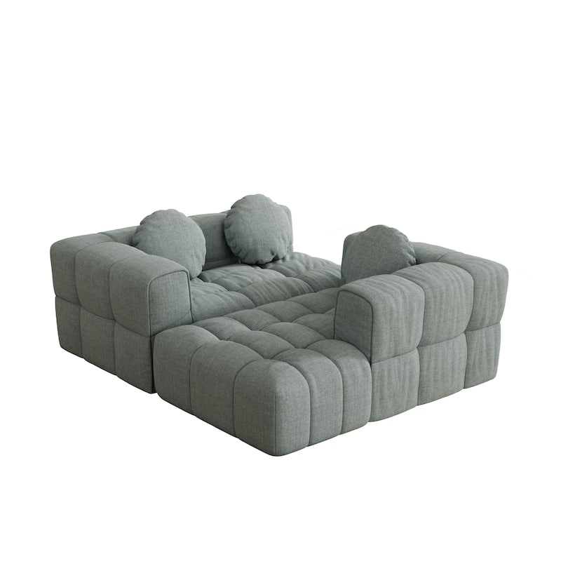 103" Chenille L-Shaped Sectional Sofa with Right Recliner, 3 Pillows and Modular Design