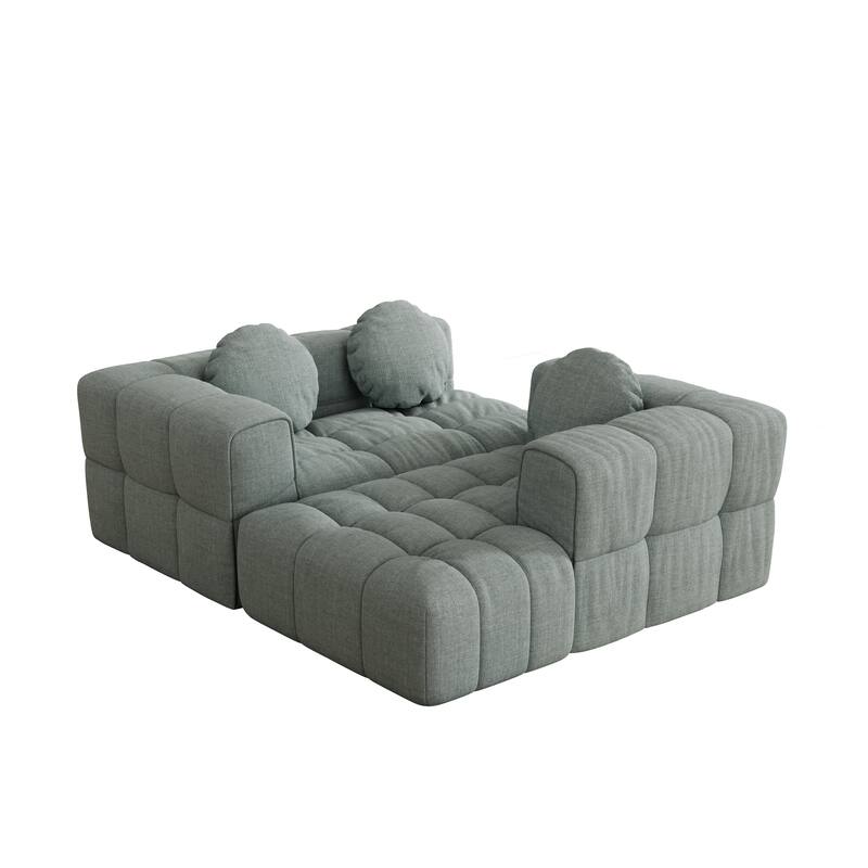 Modern upholstered combination sofa set, fully compressed modular L-shaped combination living room sofa set with 3 pillows