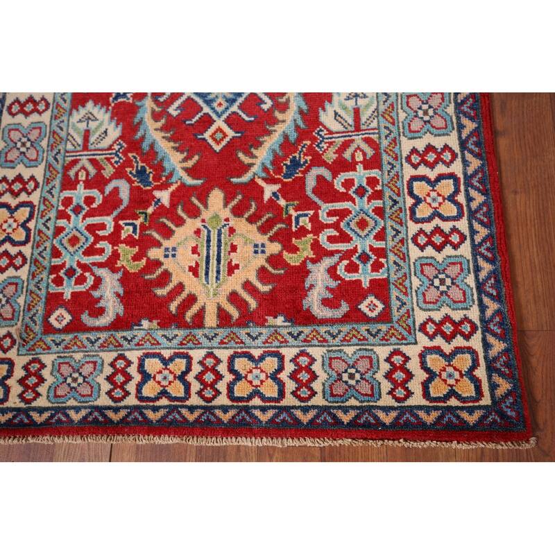 Red Floral Kazak Foyer Rug Handmade Wool Carpet - 2'9" x 4'2"