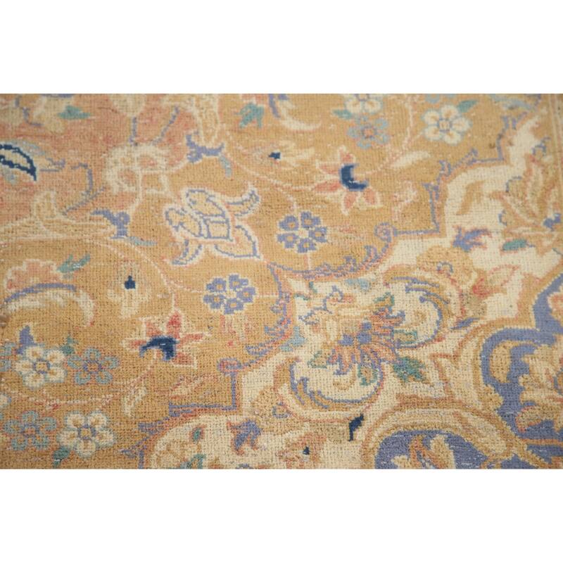 Hand Knotted Oriental 100% Wool Carpet Traditional Floral Oranges & Rust Mashad Area Rug - 11' 8'' X 7' 11''