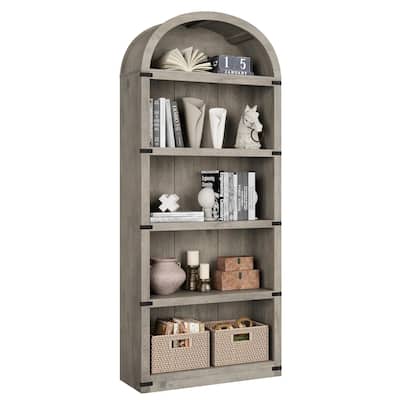 71.7" Tall Arched Bookshelf, 5-Tier Arched Display Cabinet with Storage Shelves