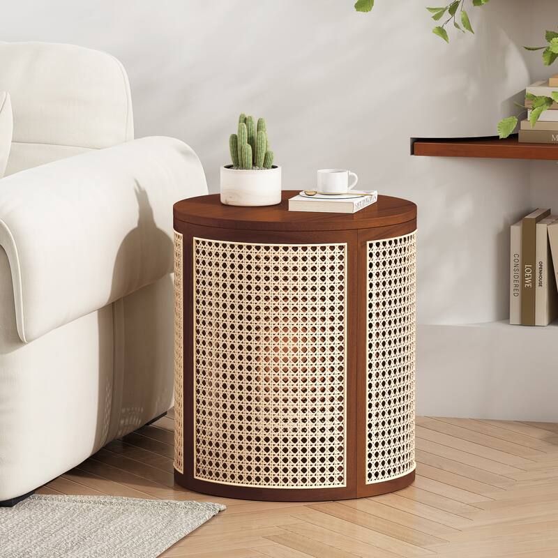 Christopher Knight Home - Elna Round Rubber Solid Wood Side Table in Natural Finish, Compact Modern Accent - Brown
