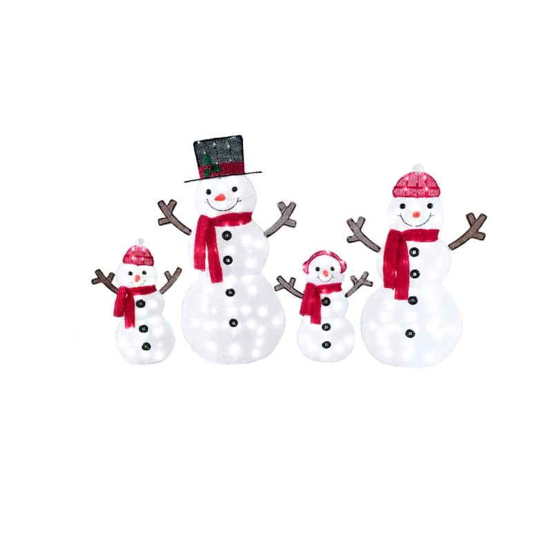 4-Piece 2D Lighted Snowman Family Yard Décor - Multi
