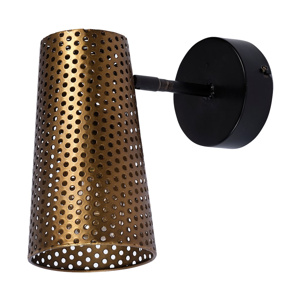 Wesley I 11x10.2 Gold Toned Perforated Metal Cone Wall Sconce - 11.0L x 5.1W x 10.2H