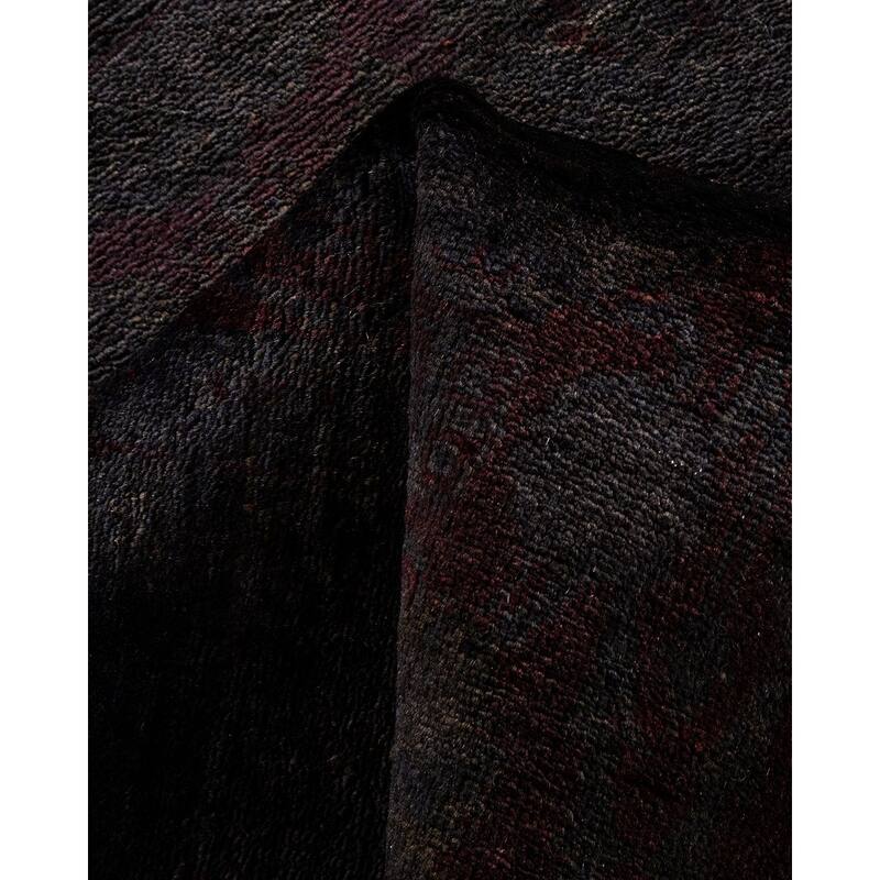 Overton Hand Knotted Wool Vintage Inspired Modern Contemporary Overdyed Brown Runner Rug - 2' 7" x 17' 9"