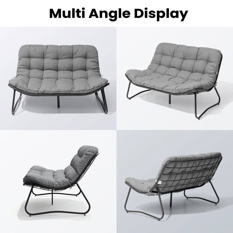 Pellebant Double Papasan Chair Loveseat with Cushion For Indoor Outdoor