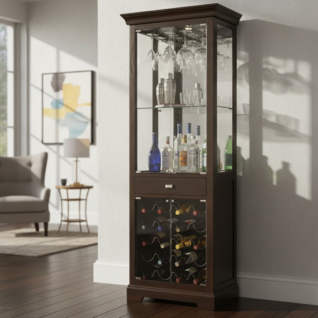 Howard Miller Black Solid Wood Liquor and Wine Cabinet