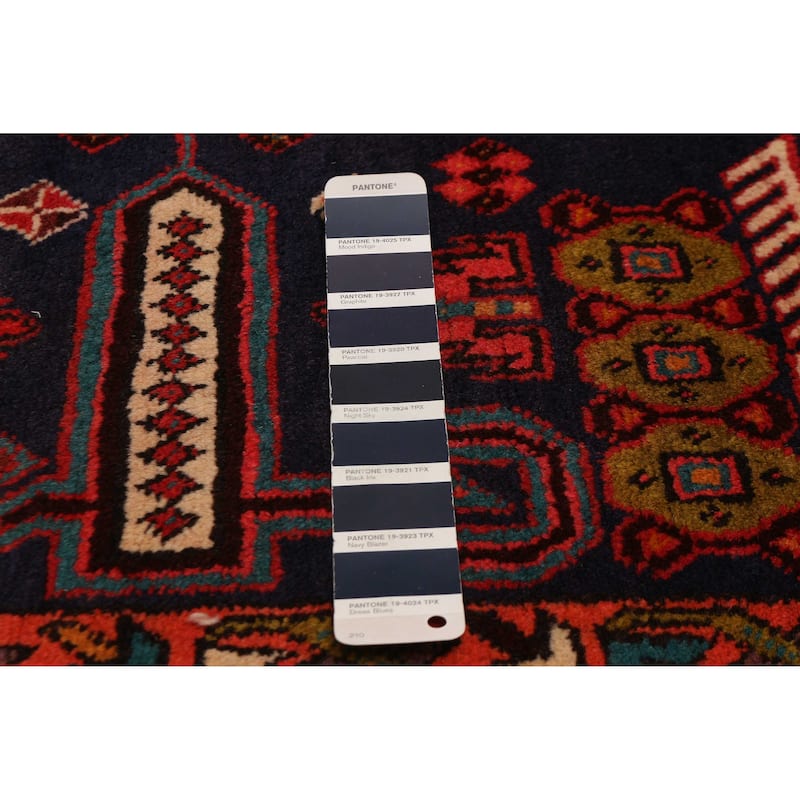 ECARPETGALLERY Hand-knotted Kayseri Dark Navy, Red Wool Rug - 4'3 x 8'4