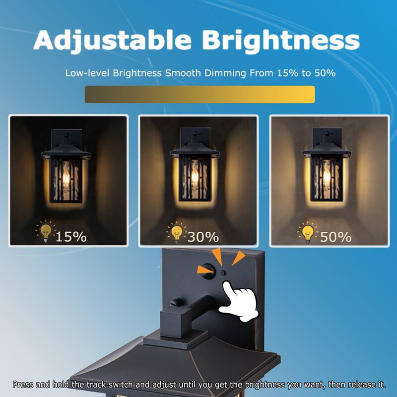 Motion Sensor Outdoor Wall Lantern with Water Glass Set of 2 - 2 Packs