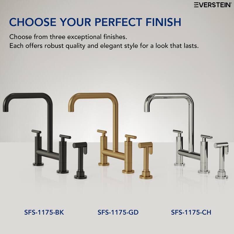 2-Handle Deck Mount Kitchen Faucet 2-Hole Bridge Kitchen Faucet with Side Sprayer