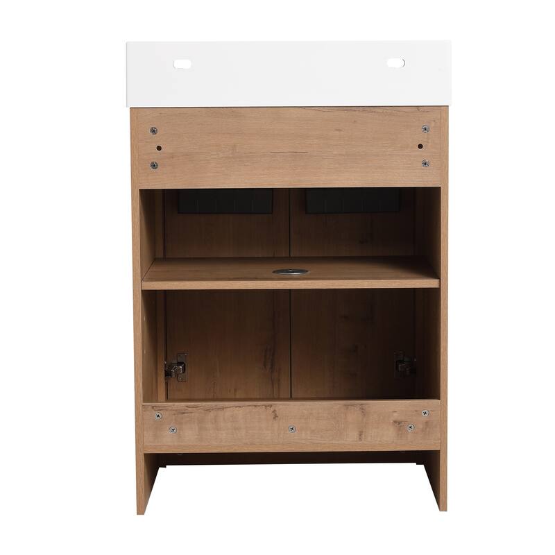 BNK 24/30/48/60 inch Freestanding Resin Sink Bathroom Vanity with Soft Close Door and Adjustable Shelf