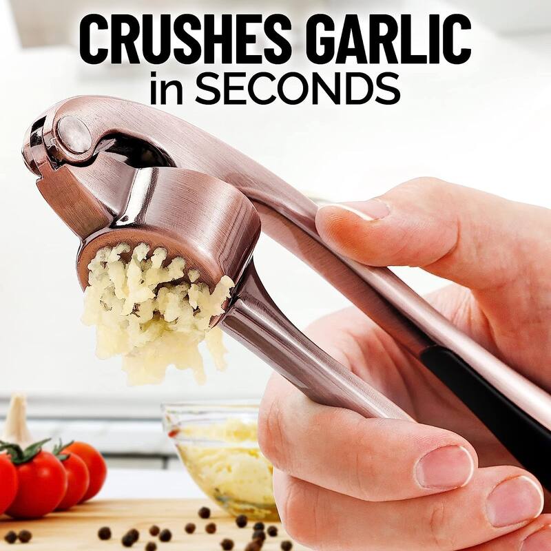 Zulay Kitchen Garlic Press with Ergonomic Soft Easy Squeeze Handle